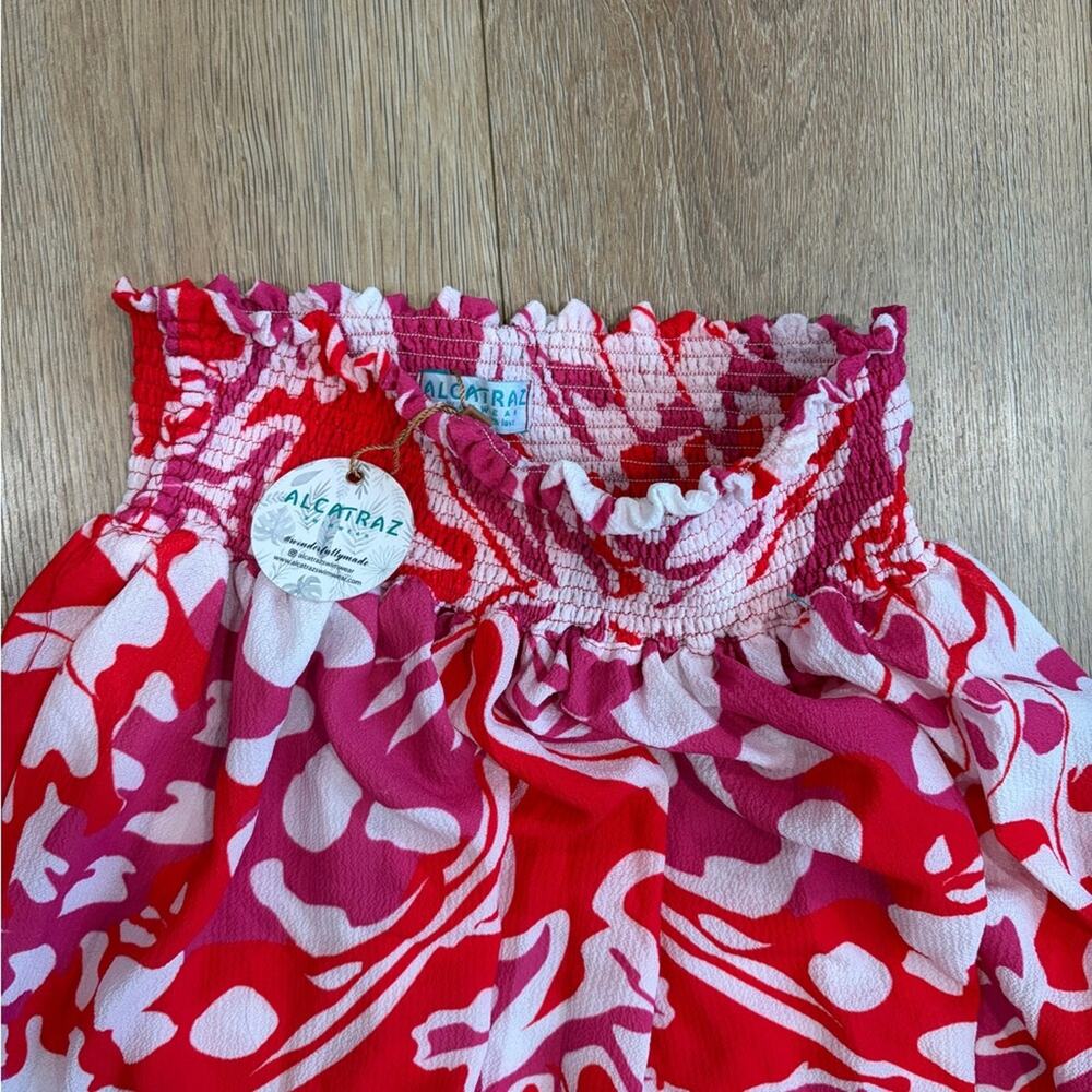 Alcatraz Swimwear Floral Strapless Maxi Dress / Skirt Smocked Tiered Beach Cover - Picture 5 of 7